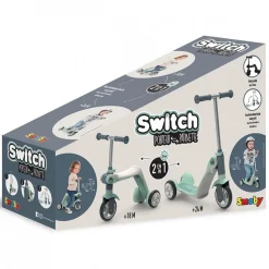 SMOBY - Patinette reversible 2 en 1 - Draisienne transformable en patinette - 3 roues