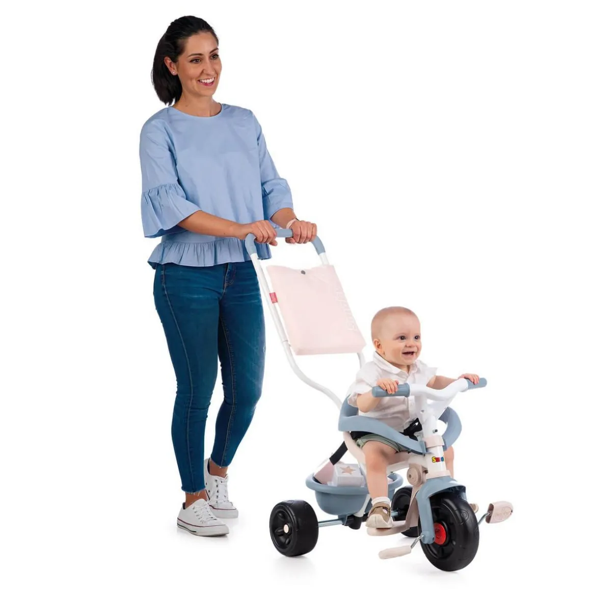 SMOBY Tricycle enfant évolutif Be Fun Confort - Structure métal - Bleu