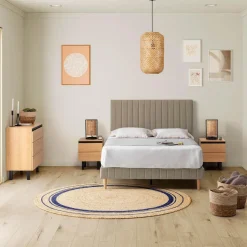 Sommier + tête de lit Eris 140x190 cm Beige