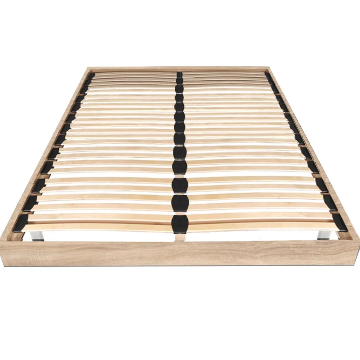 Sommier cadre à lattes sur pieds 140x190 cm 2x24 lattes ASCQ