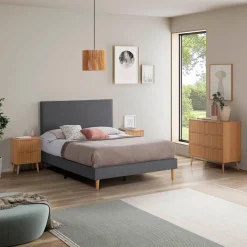 Sommier tapissier Aura 140x190 cm Gris Foncé, Hauteur 30 cm