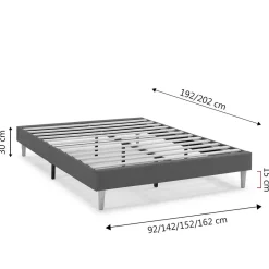 Sommier tapissier Aura 140x190 cm Gris Foncé, Hauteur 30 cm