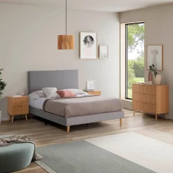 Sommier tapissier Aura 140x200 cm Gris clair, Hauteur 30 cm