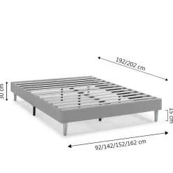 Sommier tapissier Aura 140x200 cm Gris clair, Hauteur 30 cm