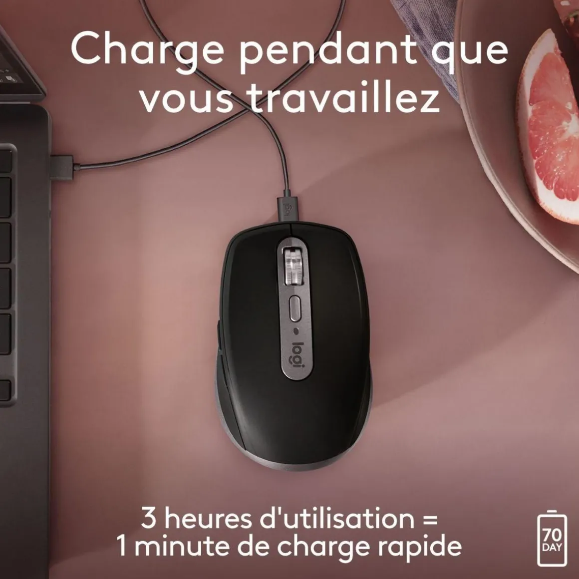 Souris sans fil rechargeable MX Anywhere 3S for Mac Gris Sideral