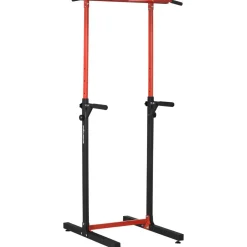Station de musculation multifonction - barre de traction chaise romaine - hauteur réglable 6 niv. - acier noir rouge