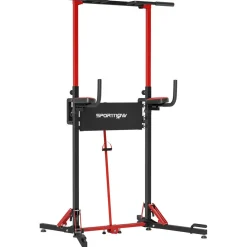 Station de traction musculation pliable réglable - station de dips - chaise romaine - acier rouge noir