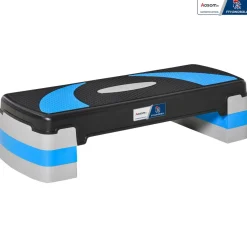Stepper fitness aerobic - collaboration Aosom.fr x FFHandball - hauteur reglable surface antiderapante - noir bleu