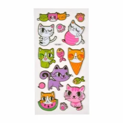 Stickers Effet 3D Chatons 21cm Multicolore