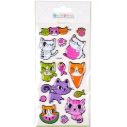 Stickers Effet 3D Chatons 21cm Multicolore