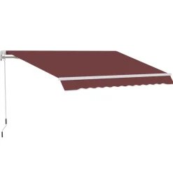 Store banne manuel rétractable aluminium polyester imperméabilisé 3,5L x 2,5l m bordeaux