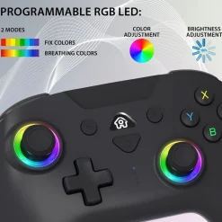 Subsonic - Manette sans fil pour Switch / Switch oled, LED, vibrations et gyroscope - Noire