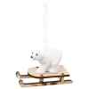Sujet de Noël Ours Polaire Luge 10cm Blanc