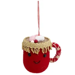Sujet de Noël Déco Mug Chocolat 10cm Rouge