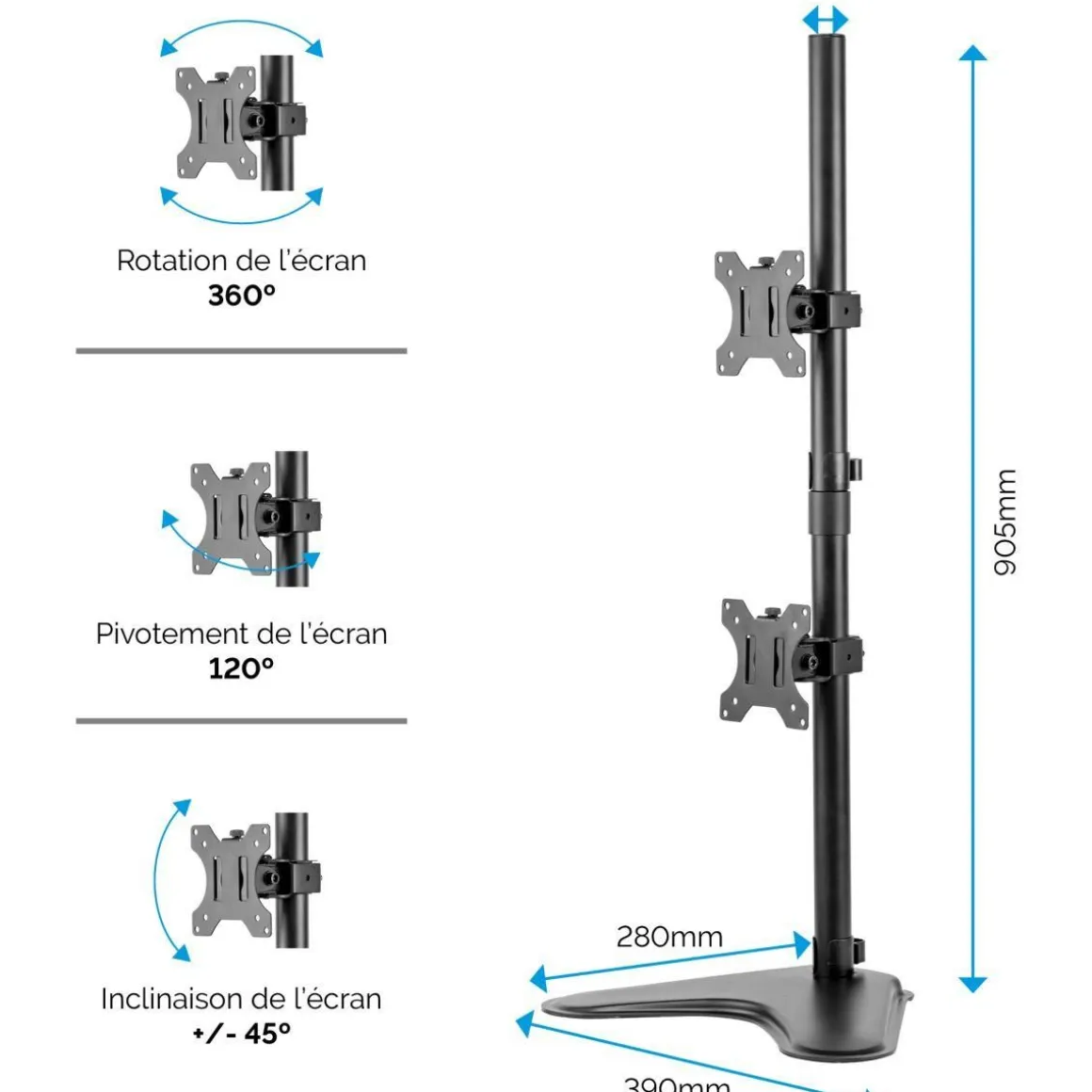 Support écran Support Double Vertical sur pied