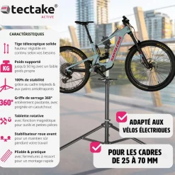Support de réparation pour vélo Tristan jusqu'à 50kg, adapté aux vélos électriques