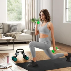 Support noir pour 6 haltères vinyles - 6 haltères incluses total 48 Kg - noir gris vert