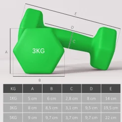 Support noir pour 6 haltères vinyles - 6 haltères incluses total 48 Kg - noir gris vert