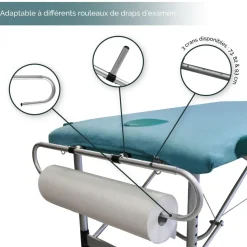 Support rouleau de drap d'examen extensible pour table de massage