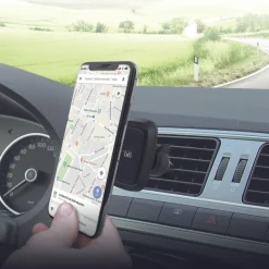 Support smartphone pour grille d'aération carbone noir