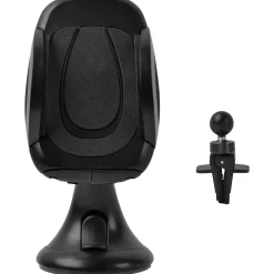 Support voiture sur grille d'aération et ventouse - Noir