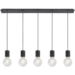 Suspension design métal Hermine - 5 Ampoules - Noir