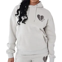 Sweat à Capuche Gris Clair Femme Project X Paris à Cœur Brise