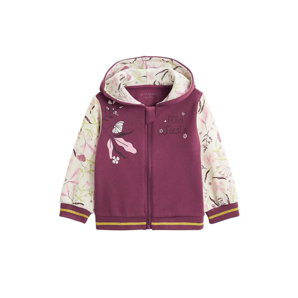 Sweat à capuche zippé bébé en molleton Mila