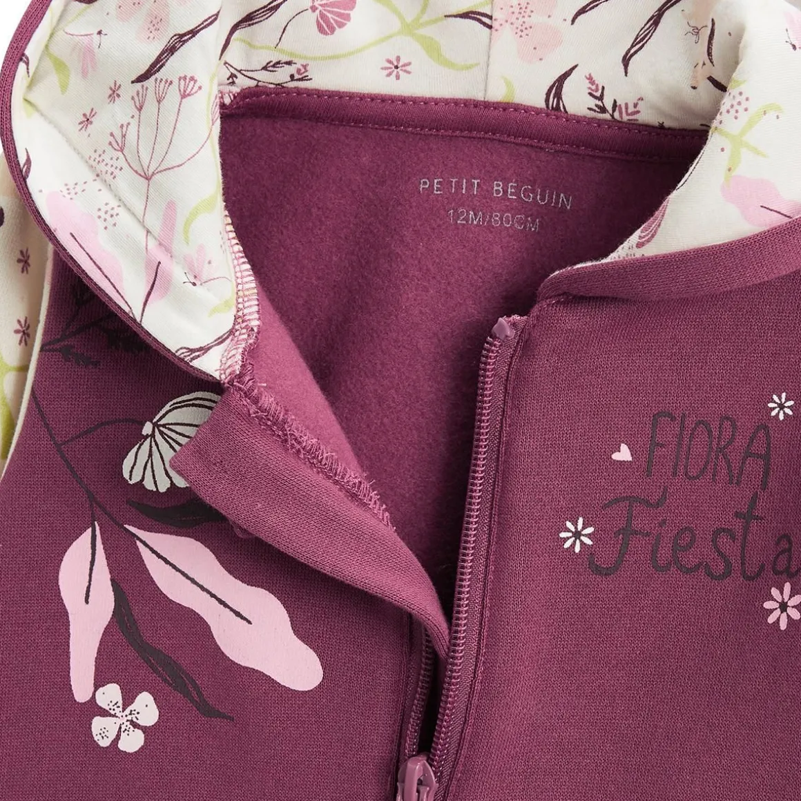 Sweat à capuche zippé bébé en molleton Mila