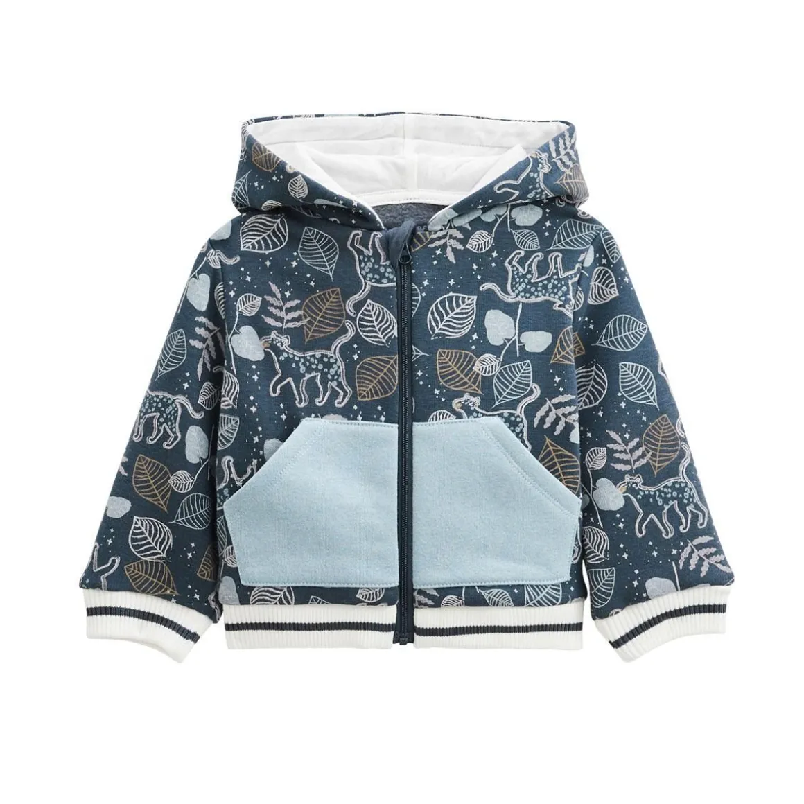 Sweat à capuche zippé bébé en molleton ultra chaud Félintrépide