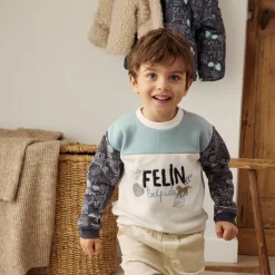 Sweat-shirt bébé en molleton Félintrépide