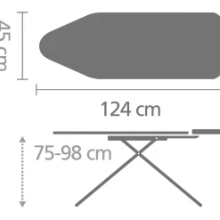 Table à repasser 124*45cm avec repose fer