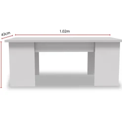 Table basse Diana - 102 x 50 x 43 cm - Blanc