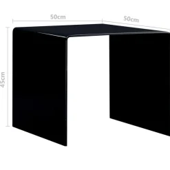 Table basse Noir 50x50x45 cm Verre trempe