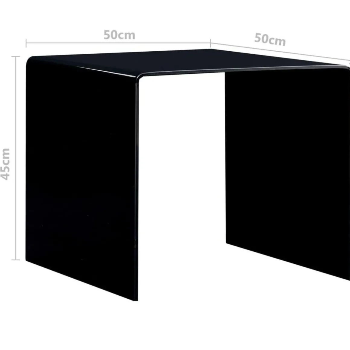 Table basse Noir 50x50x45 cm Verre trempe