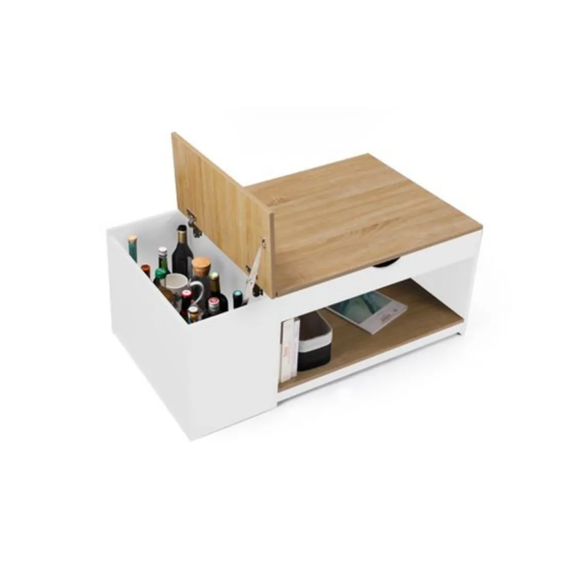 Table basse plateau relevable et coffre de rangement L60 cm LINE