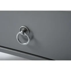 Table basse rectangulaire en bois massif 2 tiroirs plateau verre L115cm CASSIS