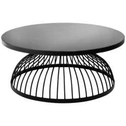 Table Basse Ronde Design Kushi 90cm Noir