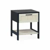 Table de chevet noir et cannage 40 x 40 x 48cm - Bianca - 1 tiroir. 1 étagère