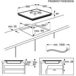 Table de cuisson à induction 59cm 3 feux 7350w noir - eif61342