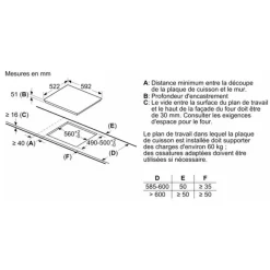 Table de cuisson à induction 60cm 3 feux noir - PUJ611BB5E