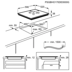 Table de cuisson à induction 60cm 3 feux - FHRN639K