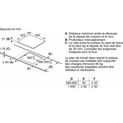 Table de cuisson induction 60cm 3 foyers 4600w noir - EU611BJB5E