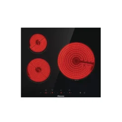 Table de cuisson vitrocéramique 60cm 3 feux 5700w noir - E6322C