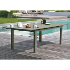 Table de jardin - 8/10 places - Aluminium - Kaki - MIAMI