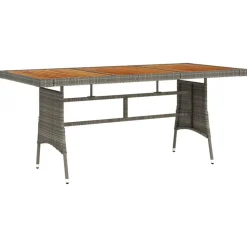 Table de jardin Gris 160x70x72 cm Resine tressee et acacia