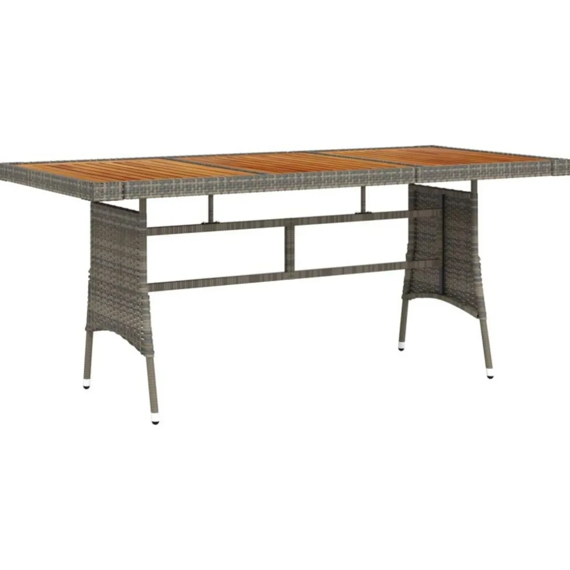 Table de jardin Gris 160x70x72 cm Resine tressee et acacia