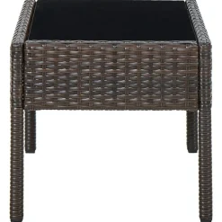 Table de jardin Marron 75x40x37 cm Resine tressee