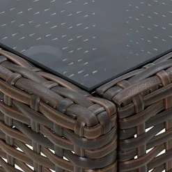 Table de jardin Marron 75x40x37 cm Resine tressee