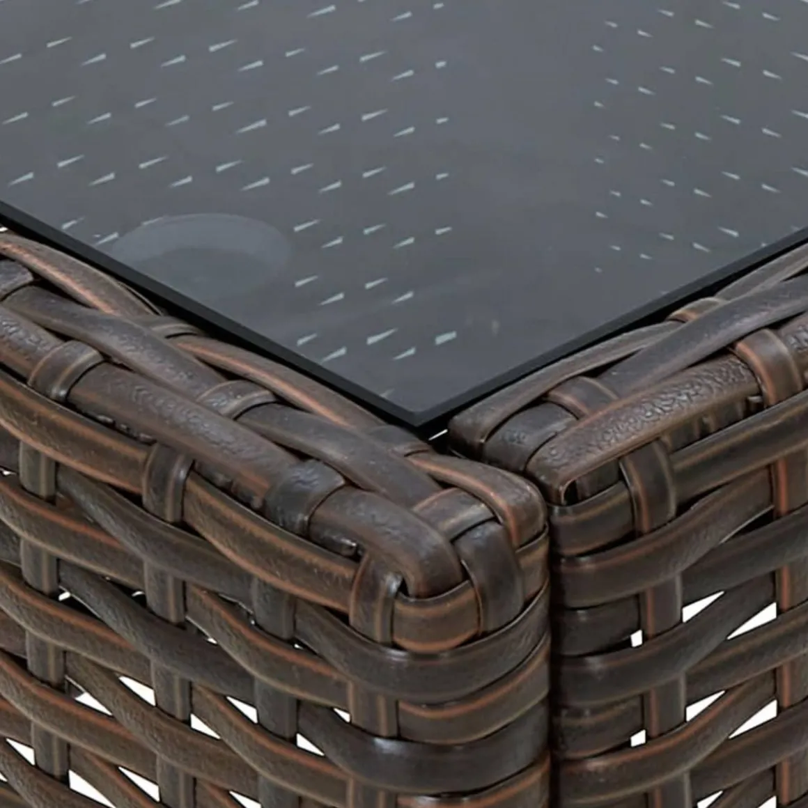 Table de jardin Marron 75x40x37 cm Resine tressee